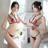 Sexy Female Transparent Hollow Rose Underwear Bra Set Embroidered Hollow Three-point Underwear Two-piece Set