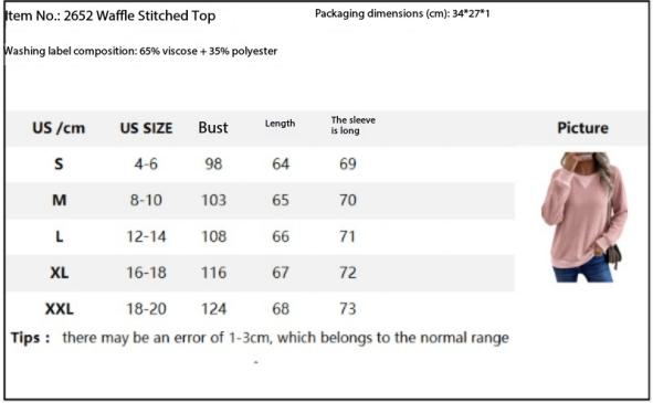 Women's Long Sleeve T-Shirt 2026 Fall Winter New Arrival Patchwork Color Block Waffle Knit Pullover Casual Loose Fit Tunic Top