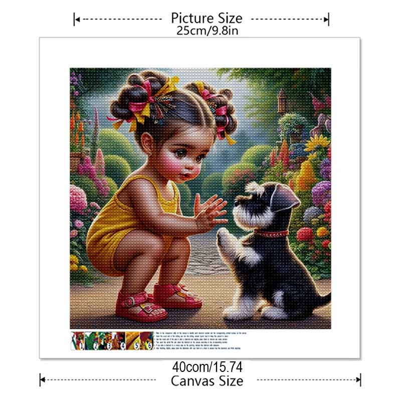 New Arrival 5D DIY Full Circle Diamond Painting "Girl and Dog" Embroidery Cross Stitch Home Decor Gift