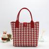 Tote Bag Houndstooth Handbags Canvas Shoulder Bag Trendy Geometric Cloth Bag  Girls