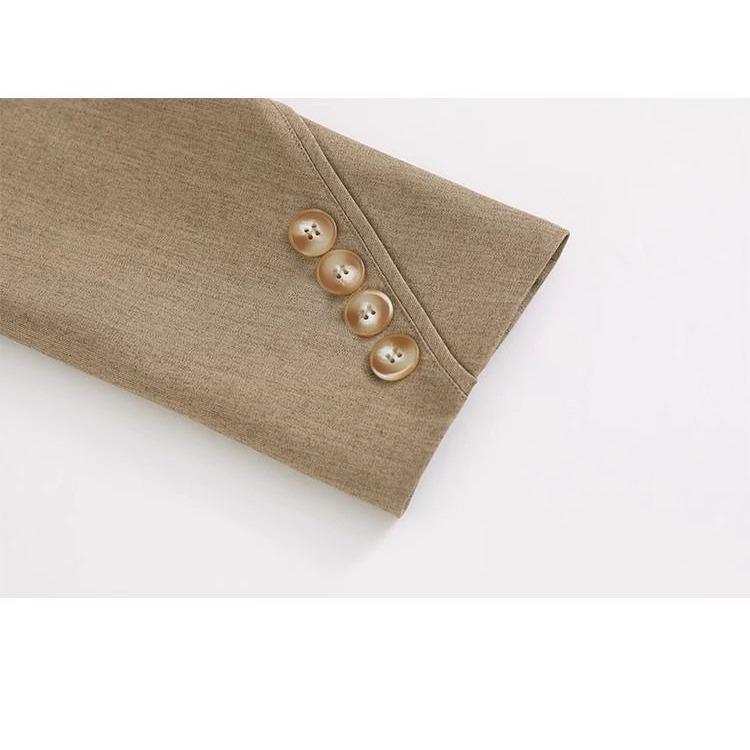 Chic Khaki Suit Coat for Women In Autumn Loose Fit Short Stature Western Style Jacket