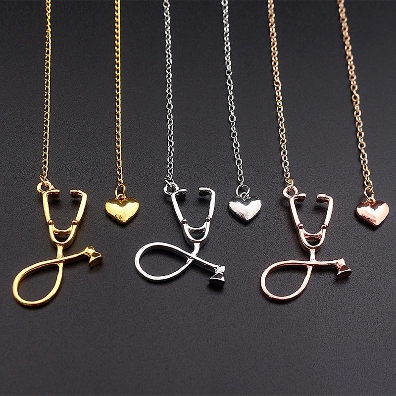 Rose Medical Stethoscope Heart Pendant Necklace Medical Necklace Medical Student Doctors Nurse Gi