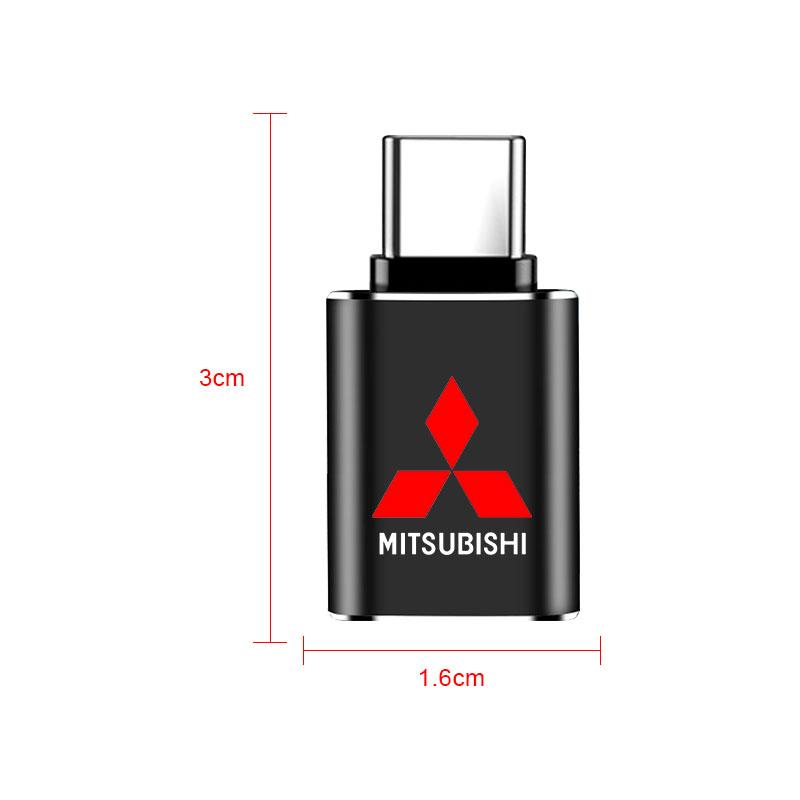Car Usb Type C Cable Converter Charging Adapter For Mitsubishi Lancer Ralliart 10 3 9 EX Outlander 3 ASX L200 Accessories