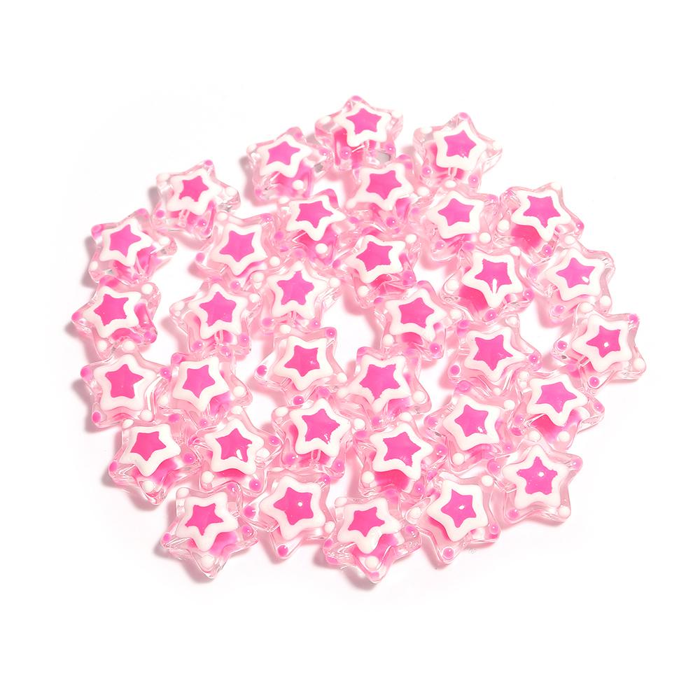 5Pcs Five-pointed Star Glass Beads Dopamine Style Beads Color Hand Painted Spacer Bead DIY Bracelet Jewelry Making Accessories