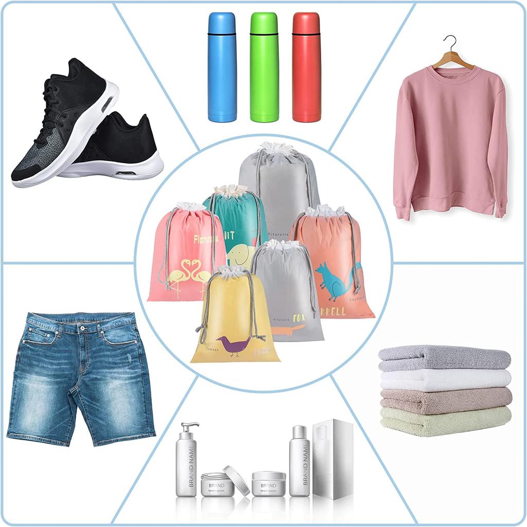 1pc Waterproof Drawstring Double Layer Drawstring Bag Drawstring Travel Bag Cartoon Socks Underwear Dirty Clothes Storage