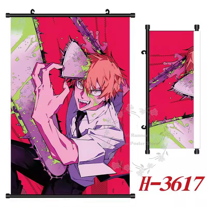 

C-Chainsaw Man Hd Poster Scroll Painting Peripheral Hanging Painting Bedside Living Room Background Wall Cloth Painting Set 40x60cm