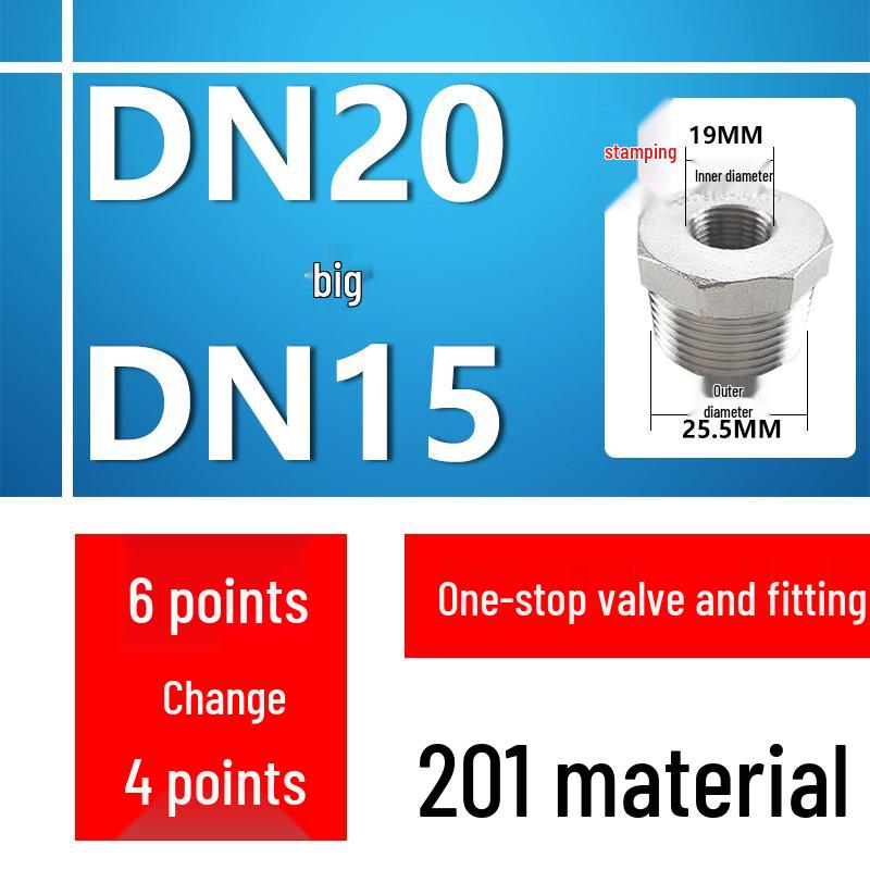 Redukcja ze stali nierdzewnej DN15 na DN8 na DN6, Złącze męskie/żeńskie