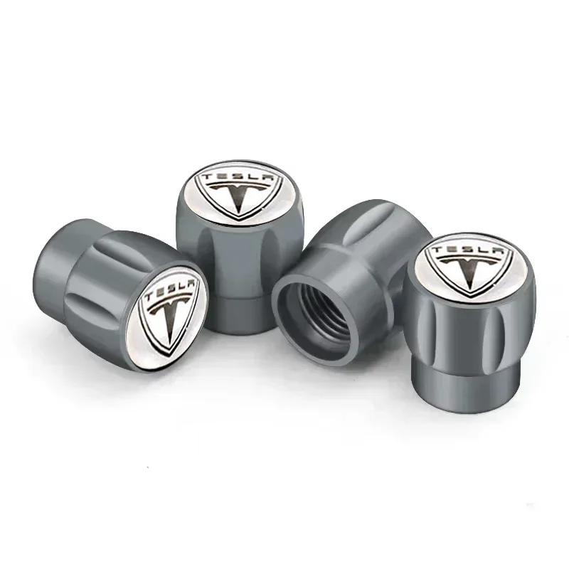 Autoaufkleber Tesla 4 Stück Legierung Auto Rad Reifen Ventilschaft Dekorative Kappen für Tesla Logo Modell X Modell S Y Modell 3 Roadster P85D P90D
