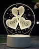 A small gift for Valentine's Day 3D lamp with the inscription I love YOU on USB 3 modes
