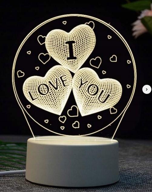 A small gift for Valentine's Day 3D lamp with the inscription I love YOU on USB 3 modes