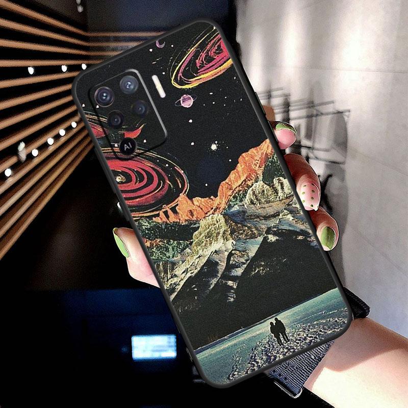 Moon Stars Space Case For Oppo A17 A57 A77 A76 A16 A96 A18 A60 A80 A40 A38 A58 A78 A98 A94 A74 A54 A15 A5 Pro