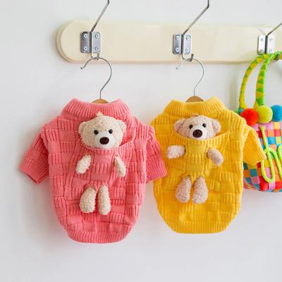 Pet Plaid Sweater Teddy Bear Doll Jacket Knitted Cat Clothes Autumn and Winter Small Dog Pocket Bear Sweaters Puppy Clothes