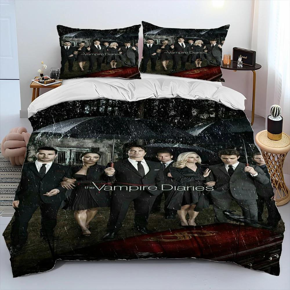The Vampire Diaries Bettwäsche-Set 3D-Druck Bettbezug Bettwäsche-Set Steppdeckenbezug mit Kissenbezug King Queen Size Kindergeschenk