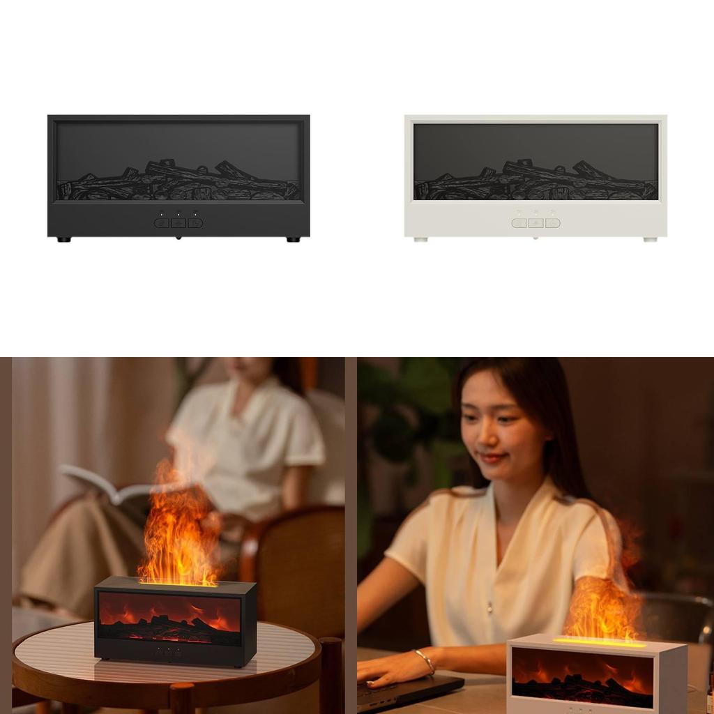 Fireplace Aroma Diffuser With 3d Flame Effect And Remote Control For Home Ambiance