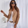 Jaquetas e casacos femininos vintage casual cor sólida estampa outono inverno manga comprida gola polo