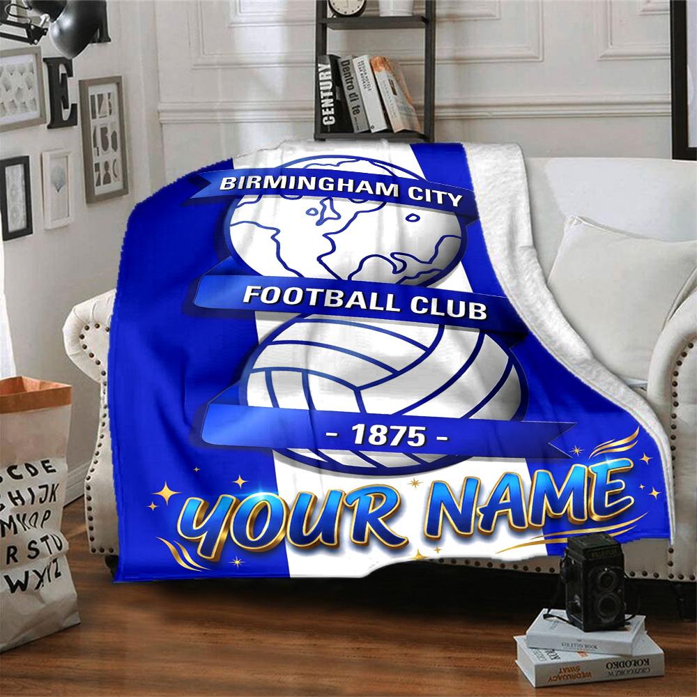 1pc birmingham city f.c. Blanket with Custom Name, Gift, for Men and Women, Soft Blanket, Good for Sofa Bed Couch Travel, Lightweight Flannel Blanket