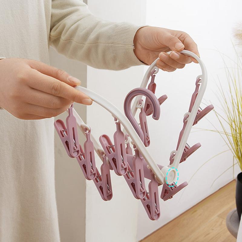 8/32 Sock Clip Multifunctional Sock Drying Clip Cloth Hanger Household Sock Drying Clip 12 Sock Clip Foldable Sock Drying