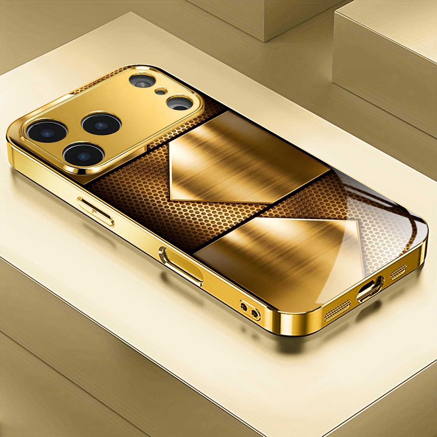 

Metal Splicing High-end Phone Case Electroplated Glass TPU PhoneCase for iPhone 17 16 15 14 13 12 11pm Pro Plus Dropresistant iPhone 11 Pro Max