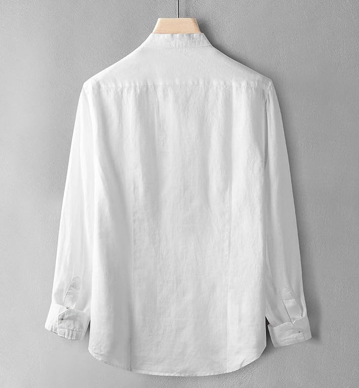 Linen Shirt for Band Summer Resort Plus Sizes Available DSS114 [East Rain] 100% Long-Sleeve Men, Collar, Breathable, Sweat-Wicking, Lightweight, Cool,