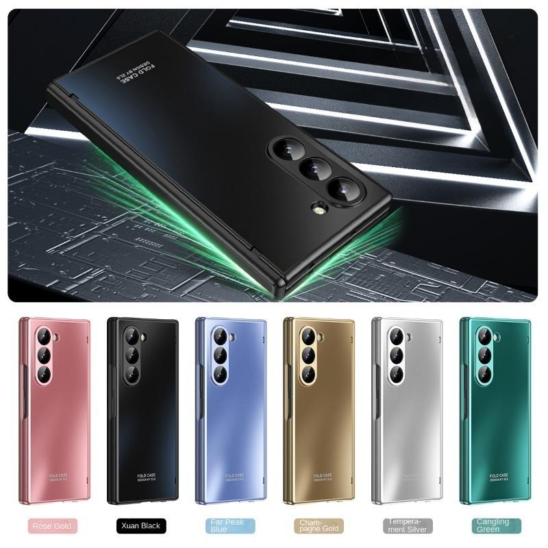 Custodia rigida galvanizzata per telefono per Samsung Galaxy Z Fold 6 5 4 3 Fold6 Fold5 Fold4 Fold3 Protezione cerniera Copertura antiurto