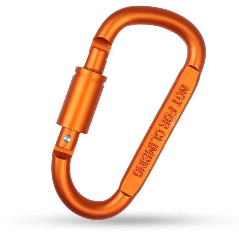 8CM Locking D-Shaped Carabiner with Screw Nut, Aviation Aluminum Alloy