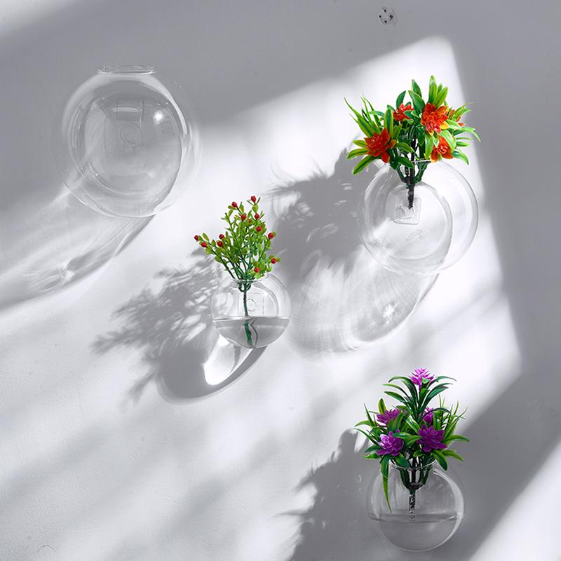 Semi-Circular Hydroponics Wall Decoration Glass Vase Wall Hanging Office