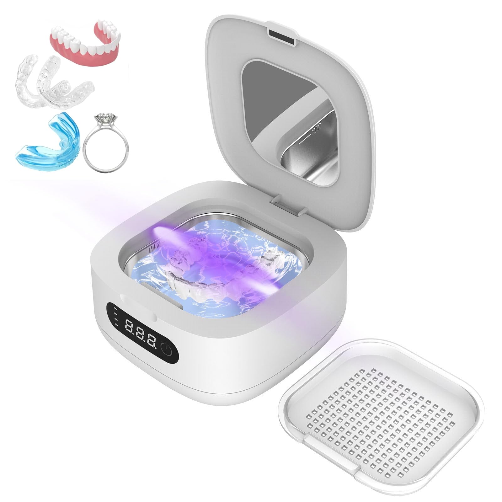 

Ультразвуковой 300 мл Большой Мощный Таймер для Очков Мощный Ультразвуковой для Протезов Очков USB Маленький Домашний Очищает Ежедневно Драгоценный Макияж Часы Белый