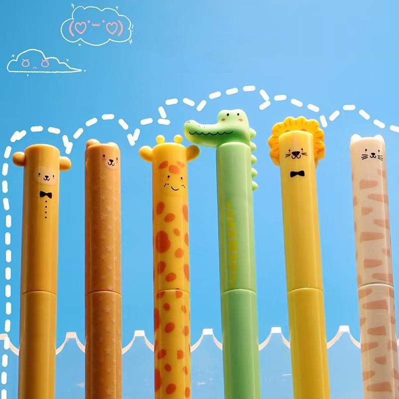 8pcs Zoo Themed Erasable Gel Pens Blue Ink with Eraser Rabbit Bear Smooth Comfortable Writing School Office