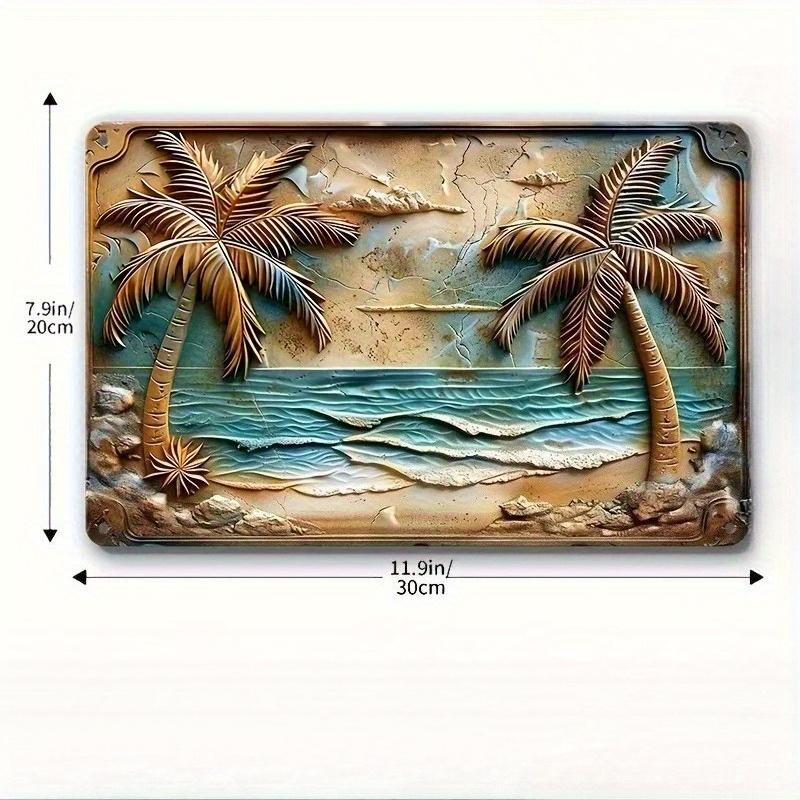 

2D Flat 30*20cm, Contemporary Wooden Wall Hanging Sign, Tropical Beach Palm Trees Wooden Art Plaque, Weather-Resistant Wooden Sign for Home, for Home 30*20cm