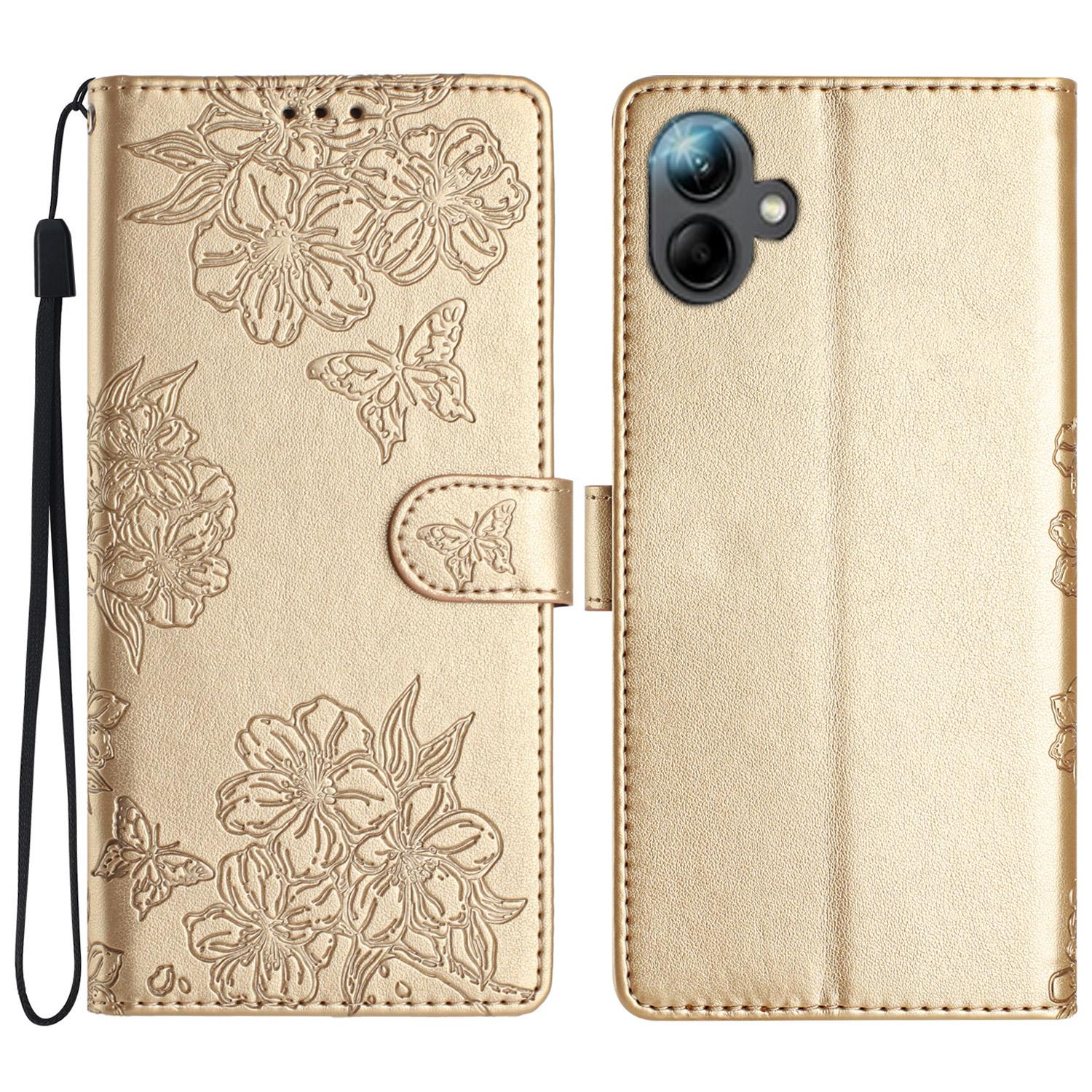 

For Samsung Galaxy A05 4G Wholesale Phone Shell PU Leather Imprinted Pattern Wallet Phone Cover Gold