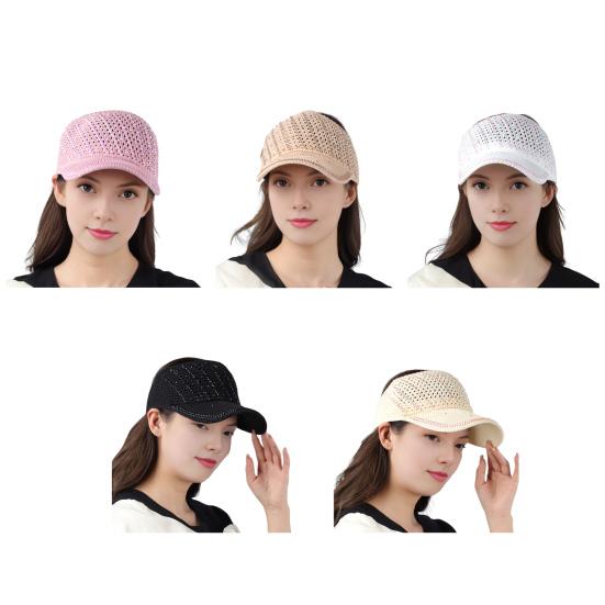 Summer Mesh Baseball Cap for Men Women Shiny Rhinestone Sun Visor Hat Outdoor Empty Top Hat for Beach Golf Tennis Baseball