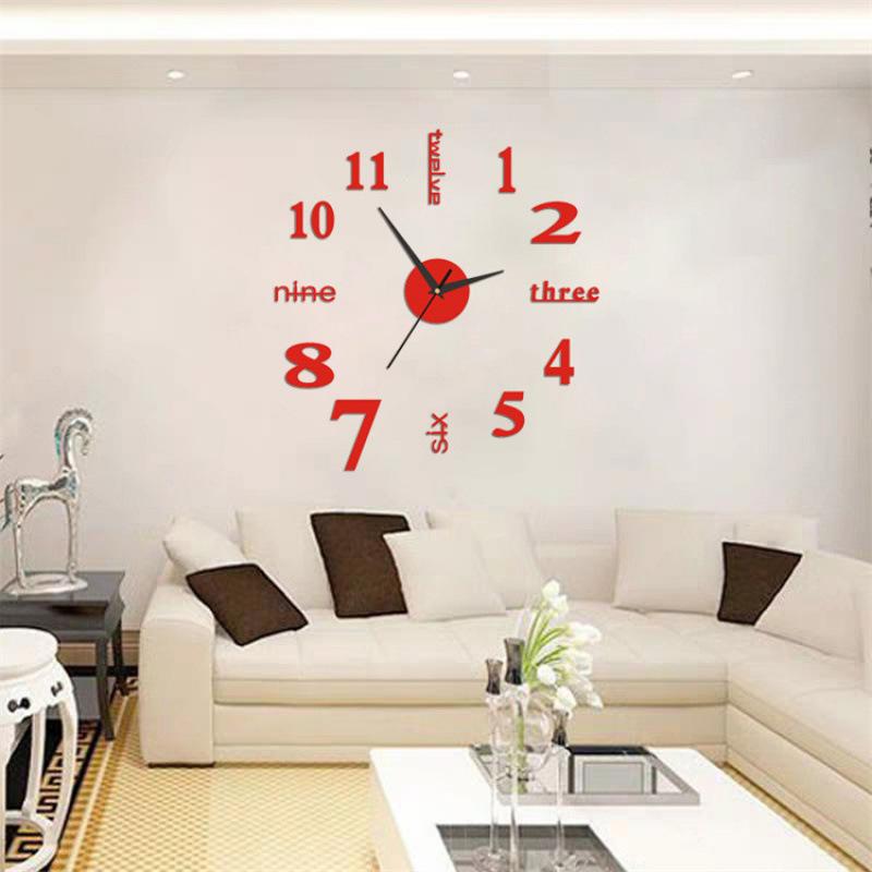Creative Simple Silent Wall Clock DIY Living Room Bedroom Decoration Clock Acrylic Digital Clock Wall Stickers Clock