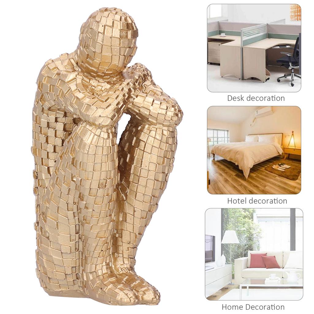 Resin Abstract Thinker Figurines Statue Office Home Decoration Accessories CraftsGold