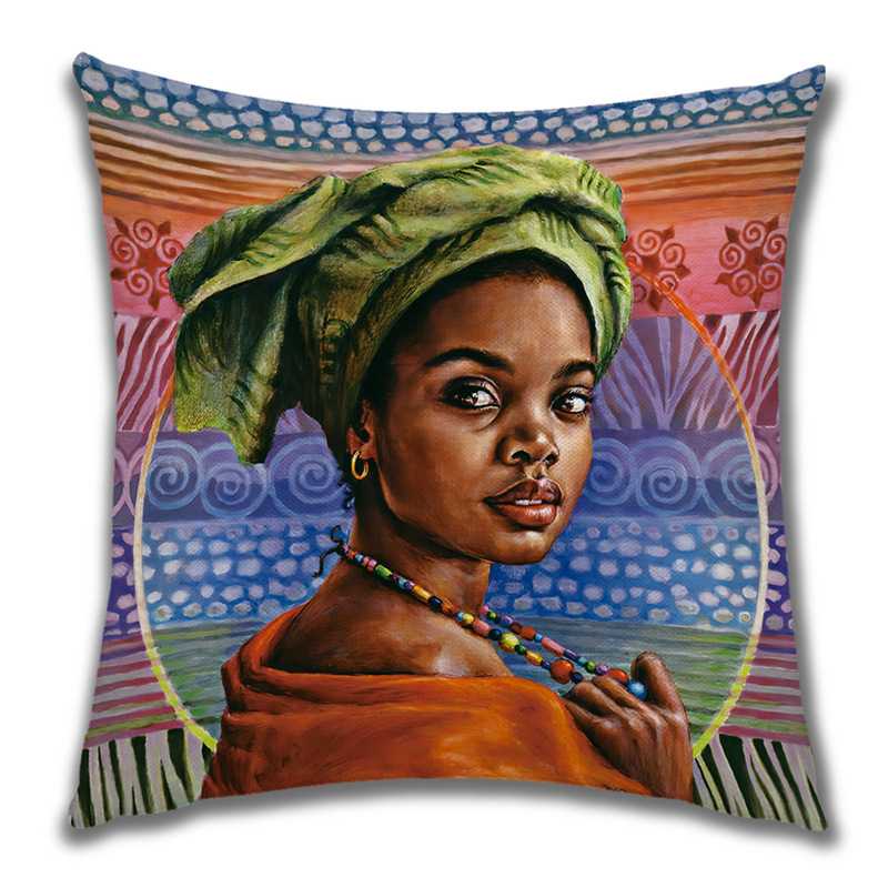 Abstract Painting Africa Cus on Cover African Woman Home Decor Pillow Case Gallery Exotic Ethnic Stye Linen Cus on Cover