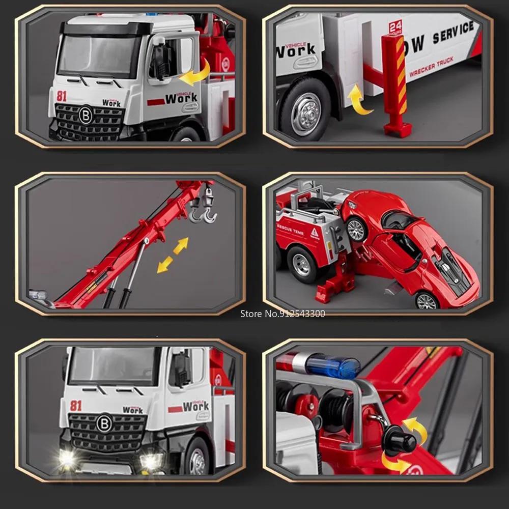 Large Scale 1:18 Double Ditch Obstacle Clearing Toy Car Model Alloy Diecast Sound Light Engineering Vehicle Toys for Kid Present