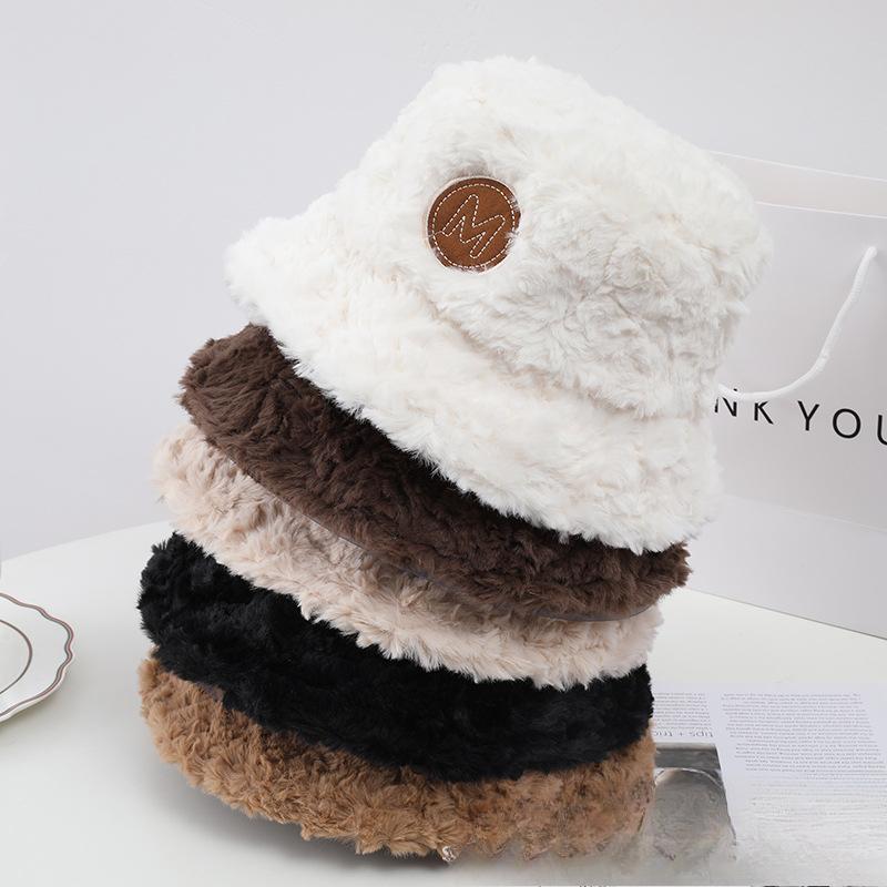 New Hat for Women's Winter Letters Imitation Mink Hair Warmth Thickened Fisherman Hat Korean Style Fashion Internet Celebrity Plush Pot Hat