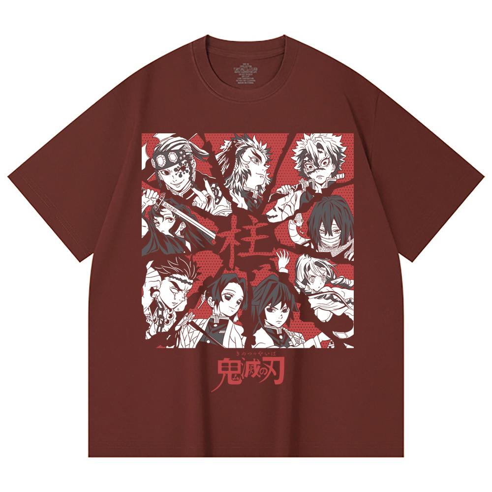 230 Gsm 100% Cotton Demon Slayer V81 Hashiras Print Unisex Heavy Cotton T Shirt