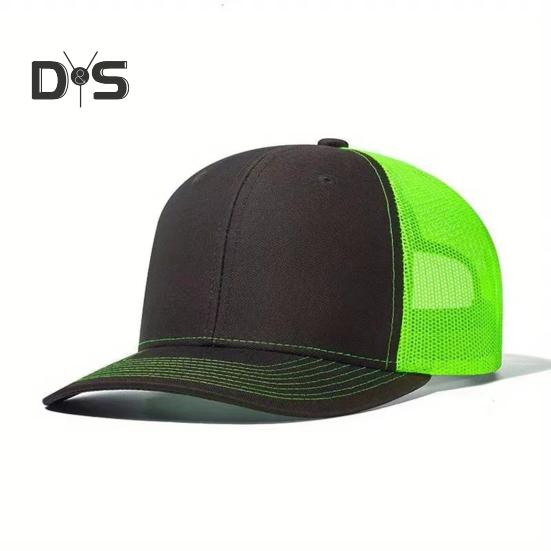 

Сетчатая кепка дальнобойщика для мужчин и женщин, ретро-бейсболка с сетчатой спинкой, регулируемая дышащая солнцезащитная кепка для бега, гольфа на открытом воздухе чёрный/зелёный