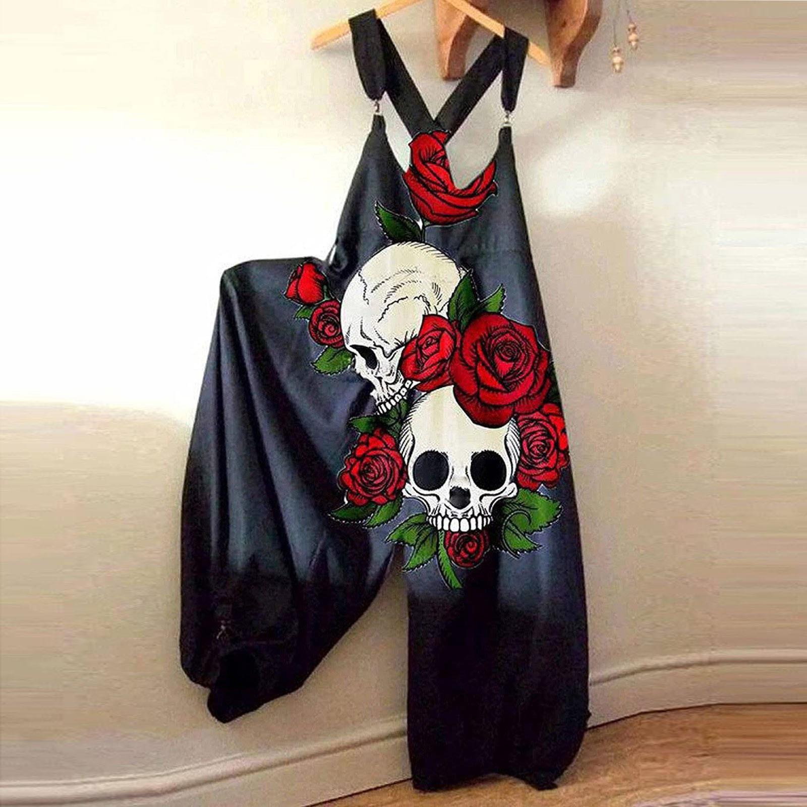 

Women s Fashion Summer Sweet Loose Casual Print Retro Strappy Jumpsuit S Темно-синій