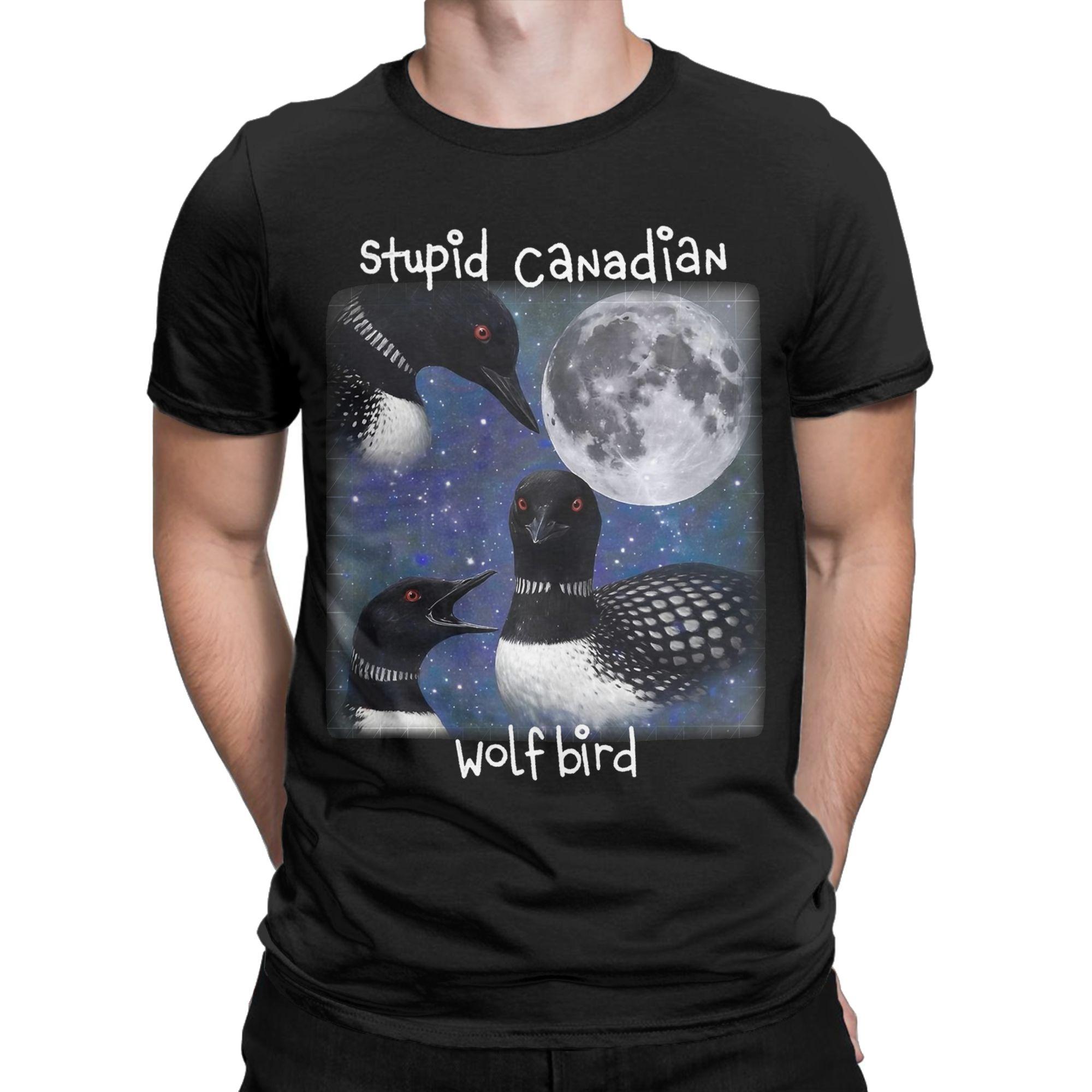 

Men s T-Shirts Stupid Canadian Wolf Bird Canadian Wildlife Tee Shirt Short Sleeve Heated Rivalry T Shirts Crew Neck Clothes -... S разноцветный