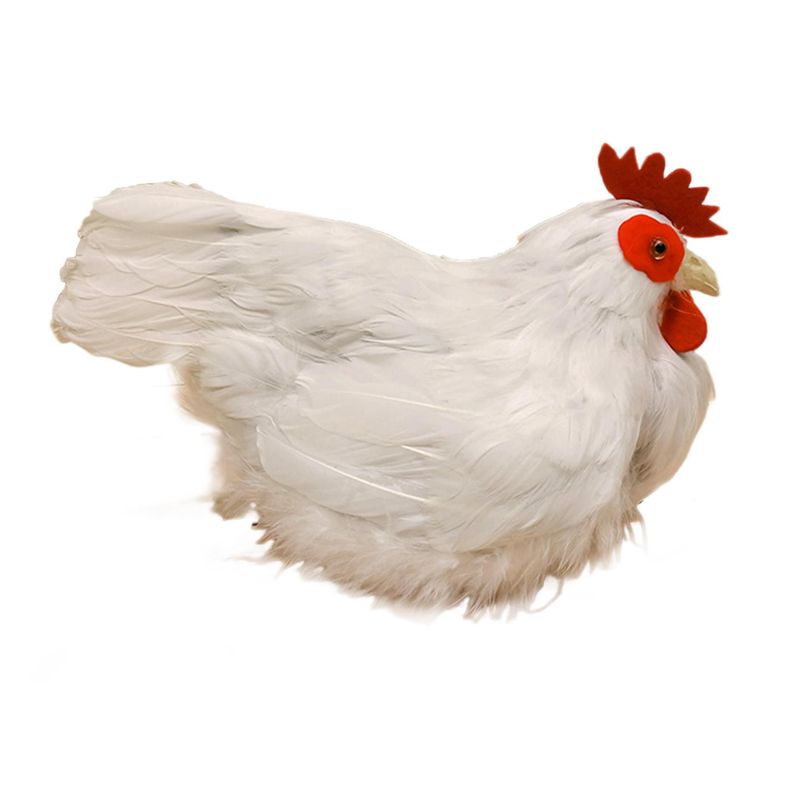 Реалистичная фигурка модели белой курицы, реалистичная модель курицы с искусственными перьями для магазина, двора, патио, Пасхи, сада белый
