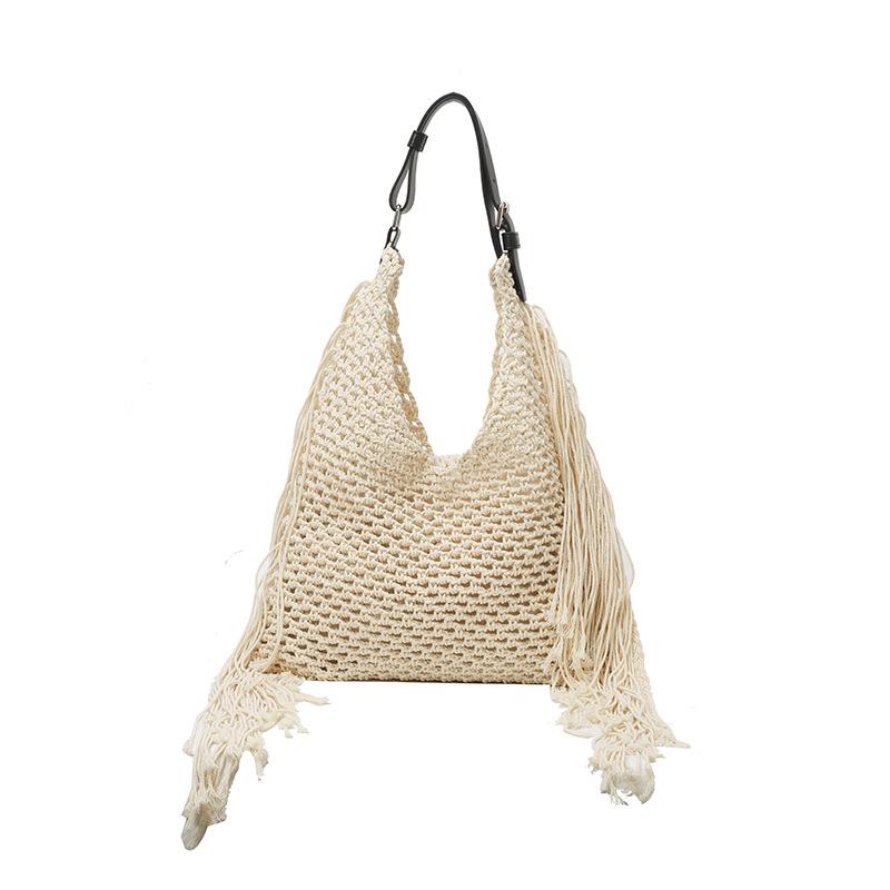 Spring New Product Simple Design Hollow Woven Tote Bag Casual Seaside Resort Style One-shoulder Beach Bag