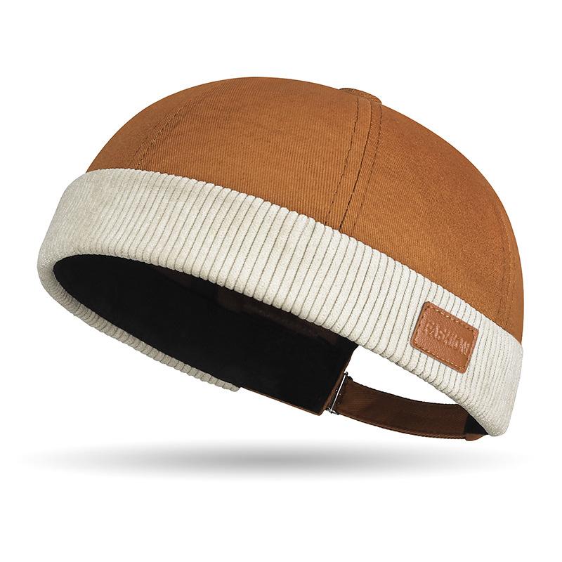 Men's and Women's Harajuku Color-matched Tang Hats, Trendy and Stylish, Sailor's Patchwork Velvet Leather Label Landlord Hats