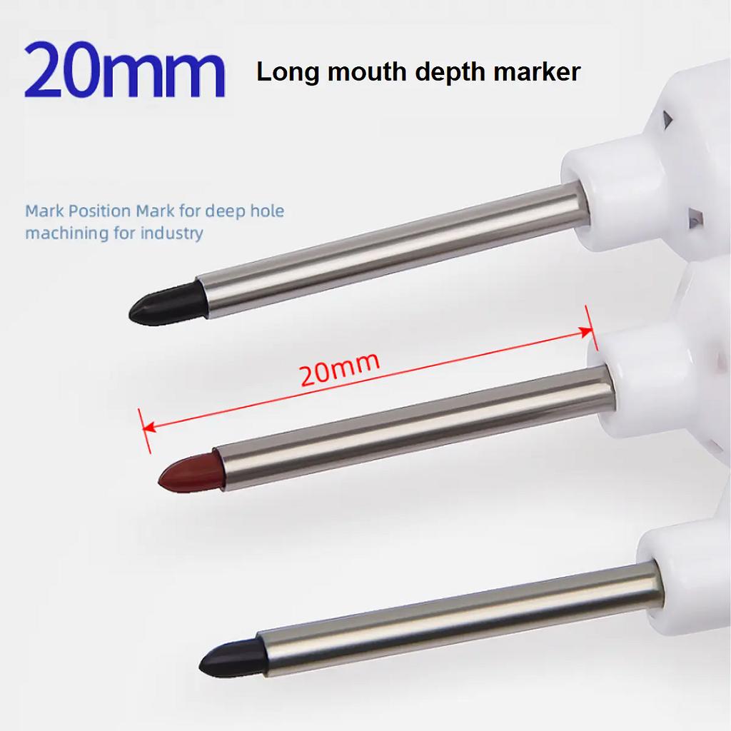 4pcs Long-Tip Permanent Marker Pens Set – Precision Marking Tools for Woodworking, Metalworking, and DIY Projects - Waterproof