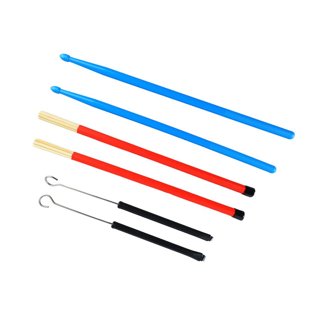 Drum Stick Nylon Portable Drumstick Accessory Set 2 Wire Brush 2 Wood Drum Rod with Storage Bag for Rock Band