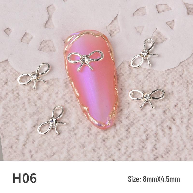 Japanese Style Rhinestone and Pearl Bow Nail Art Accessories