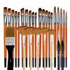 New 32Pcs Paint Brush Set For Acrylic Painting Premium Nylon Bristles With Round FilbertFlatFanAngleFine Detail Brush For Artist