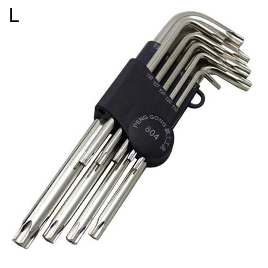 9Pcs PengGong Torx L-shape Hex Wrench Key Spanner Bicycle Repair Hand Tool Kit