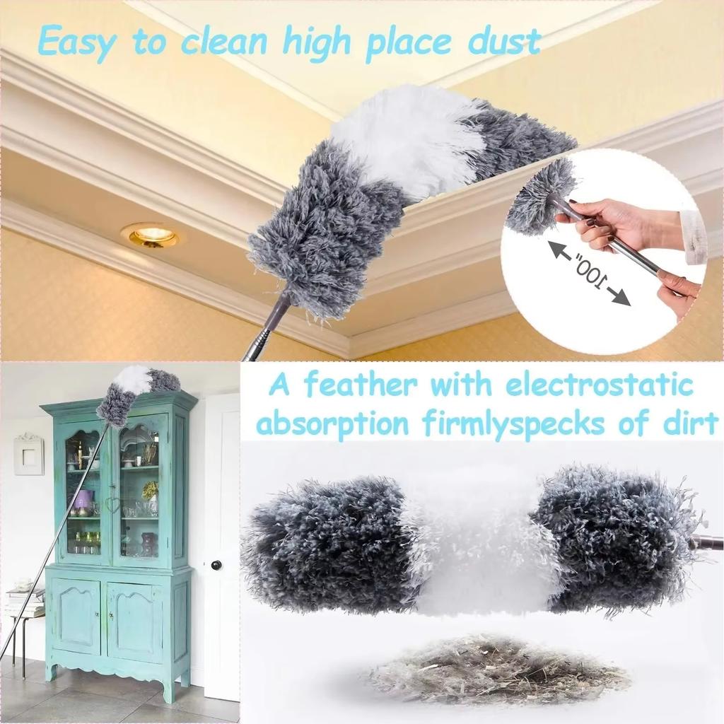 Multifunctional Microfibre Brush Gap MopTelescopic Washable Duster Long Extendable 250 Cm for Spider Web Remover Dust Cleaning