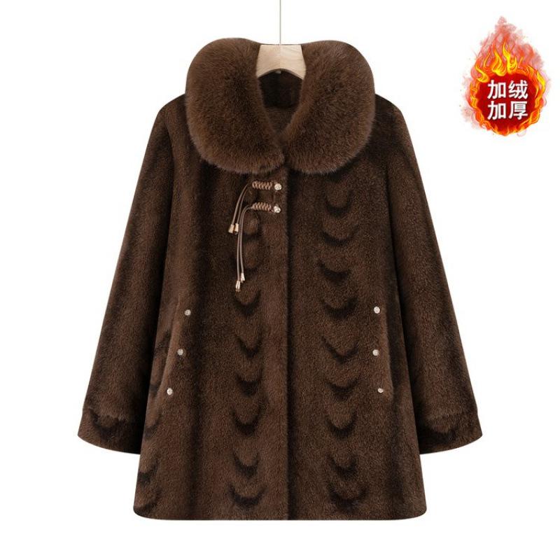 

Winter clothing, velvet thickened warm jacket, long clothing, winter cotton-padded jacket, and winter clothes for women 5XL [recommended 150-80kg] темно-коричневого